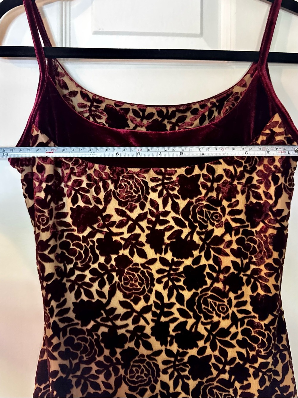 90s🌹Floral velvet burnout mini dress - Picture 9 of 9